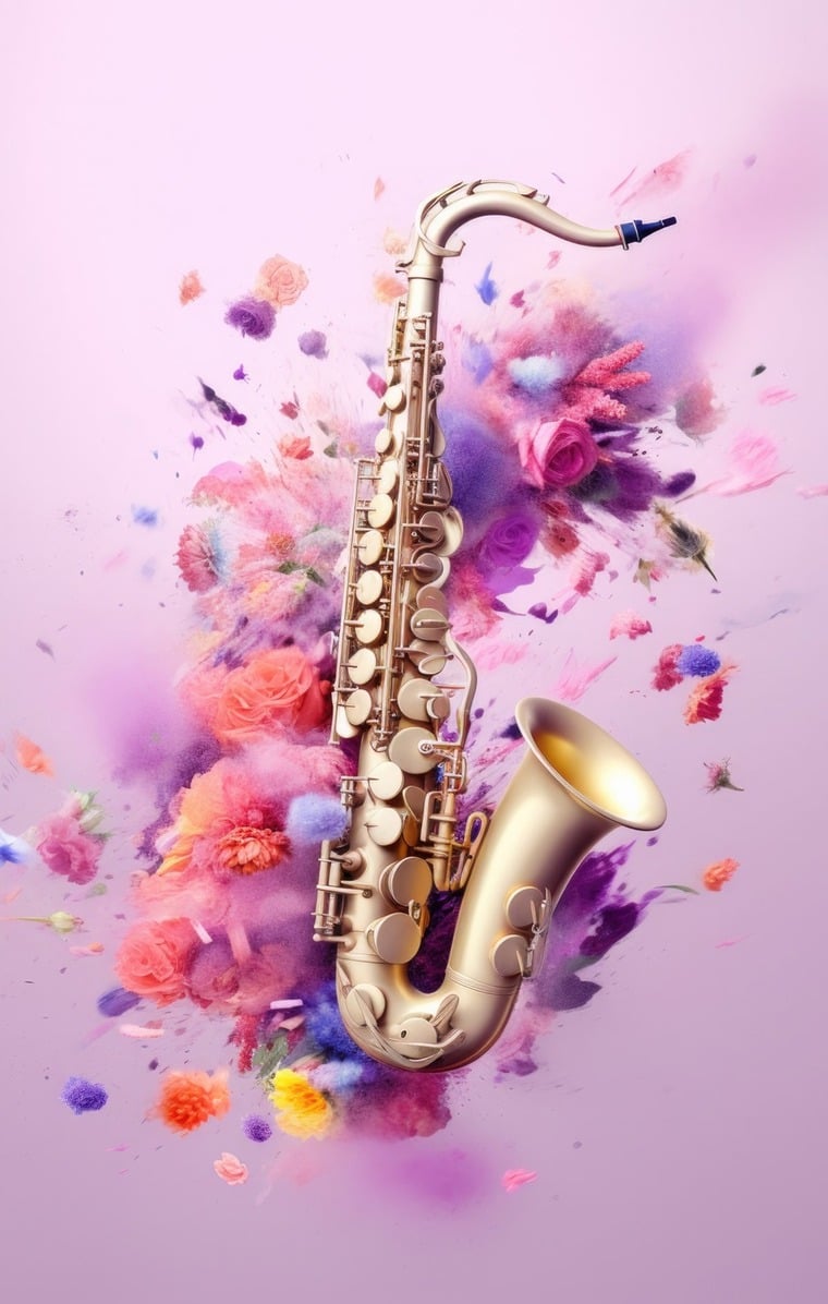 saxophone dans un fond mauve