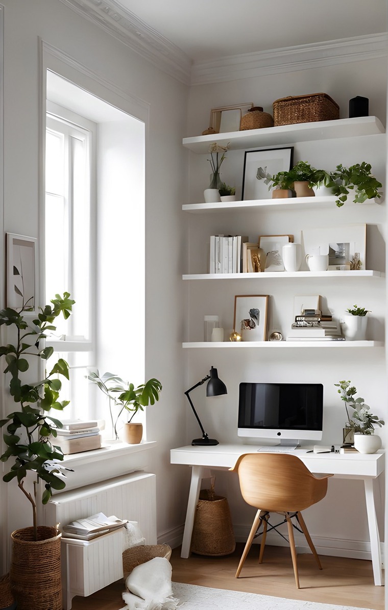 bureau d'une maison moderne écran d'ordinateur chaise