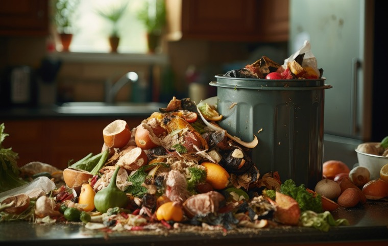 tas de déchets alimentaires poubelle remplie de déchets alimentaires